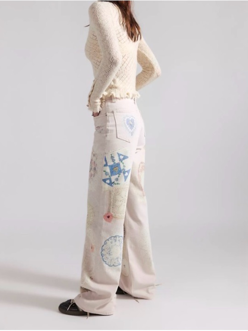 Free People Printed Straight Leg Jeans, SZ 31, NWT